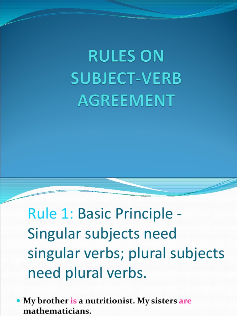Rules On Subject & Verb Agreement Grammatical Number Plural