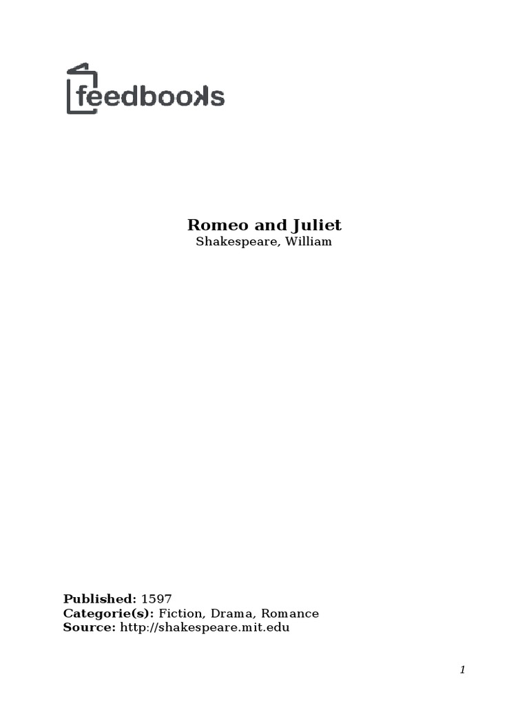 William Shakespeare - Romeo and Juliet PDF | PDF | Characters In Romeo ...