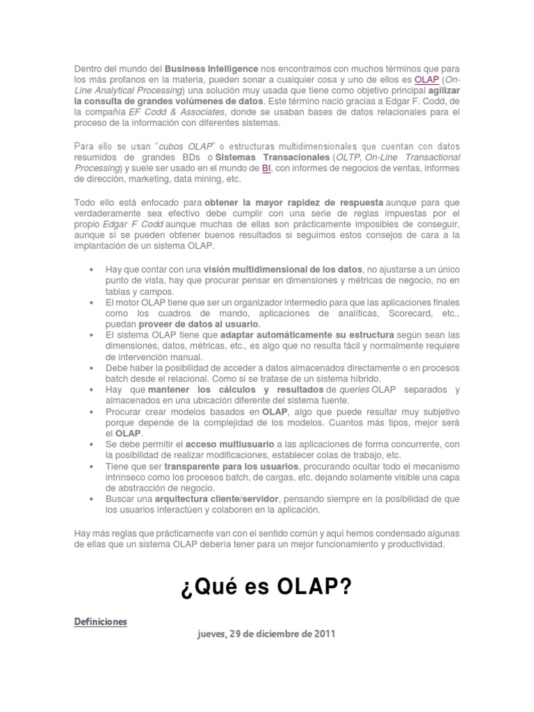 Olap y Oltp | PDF | Recuperación de información | Bases de datos