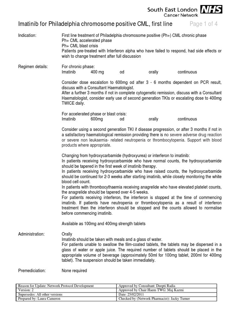 Imatinib Protocol for Ph+ CML Treatment | PDF | Clinical Medicine ...