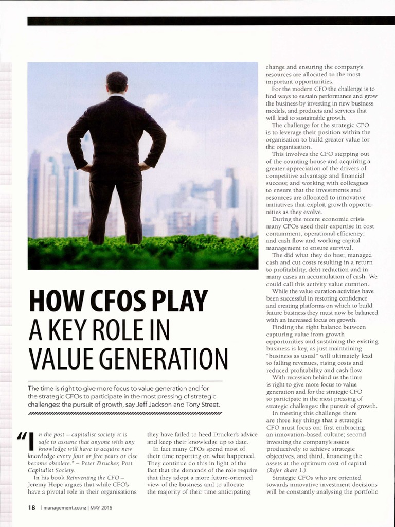 Role of Cfo in Value Generation | PDF | Chief Financial Officer | Risk