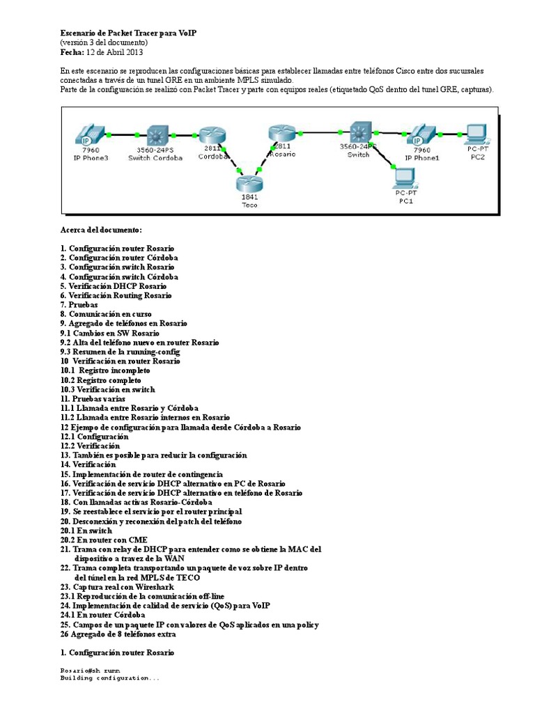 Escenario VoIP en Packet Tracer | PDF | Conmutador de red | Protocolos ...