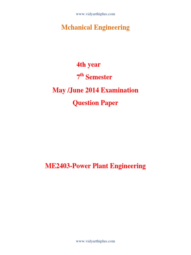 Power Plant Engineering Exam Questions | PDF