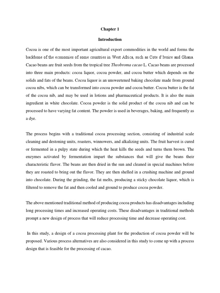 Cocoa Production Chapter 1 PDF Cocoa Solids Chocolate
