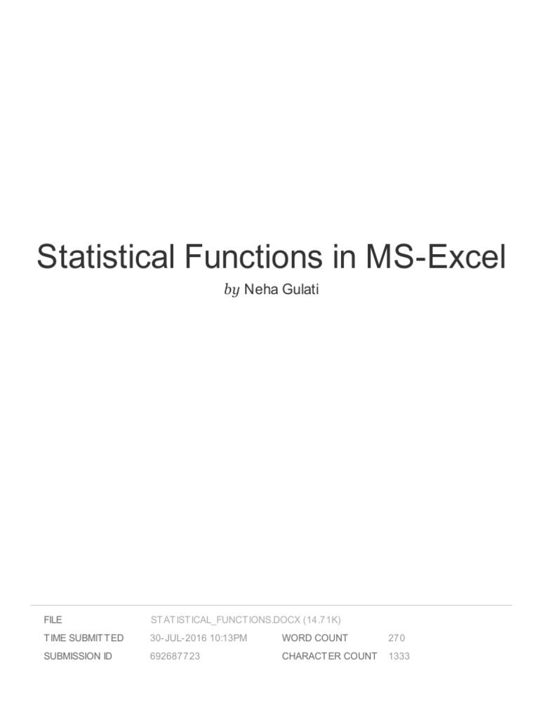 Excel Statistical Functions Explained | PDF