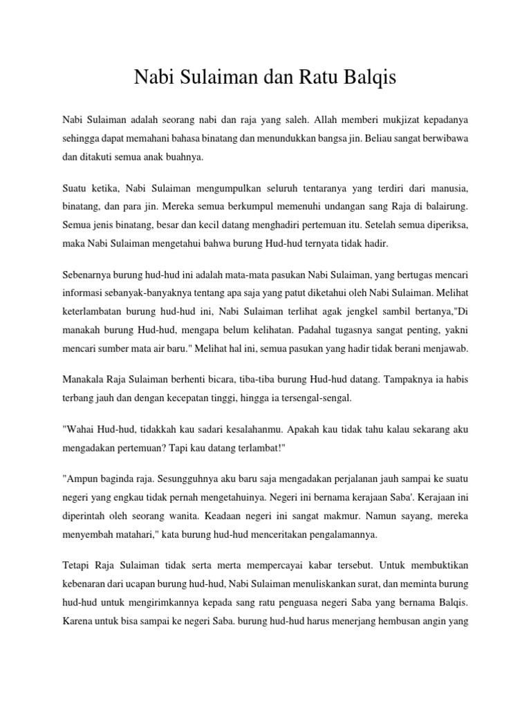 Cerita Sejarah Nabi Sulaiman Pdf
