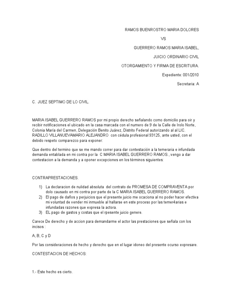 Contestacion de Demanda de y firma de