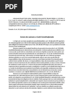 Cerere de Sesizare A Curtii Constitutionale Privind Articolele 315 (2) Si 566-572 Din Codul de Procedura Penala