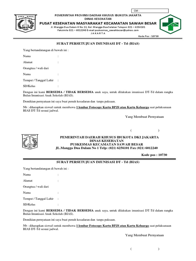 Surat Persetujuan Imunisasi Bias Nov 2017