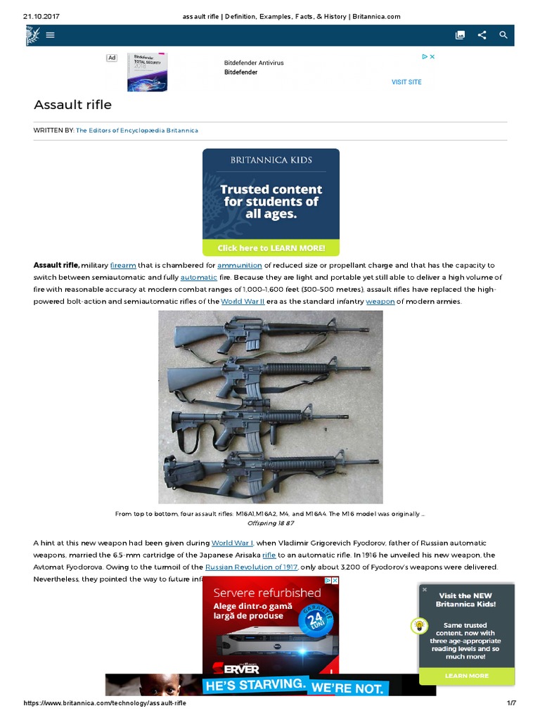 Assault Rifle Definition, Examples, Facts, & History Britannica PDF Personal Weapons