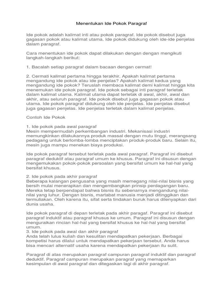 Menentukan Ide Pokok Paragraf Pdf