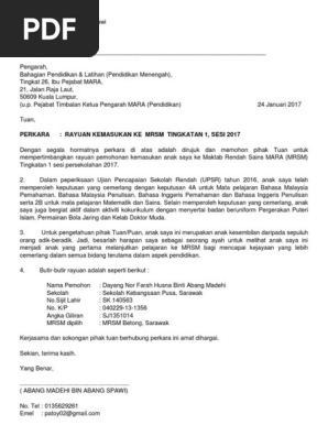 Surat Rayuan Mrsm