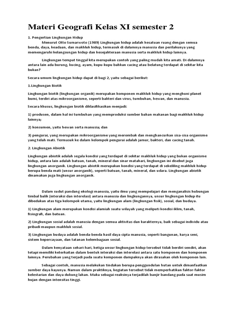 Materi Geografi Kelas Xi Semester 2