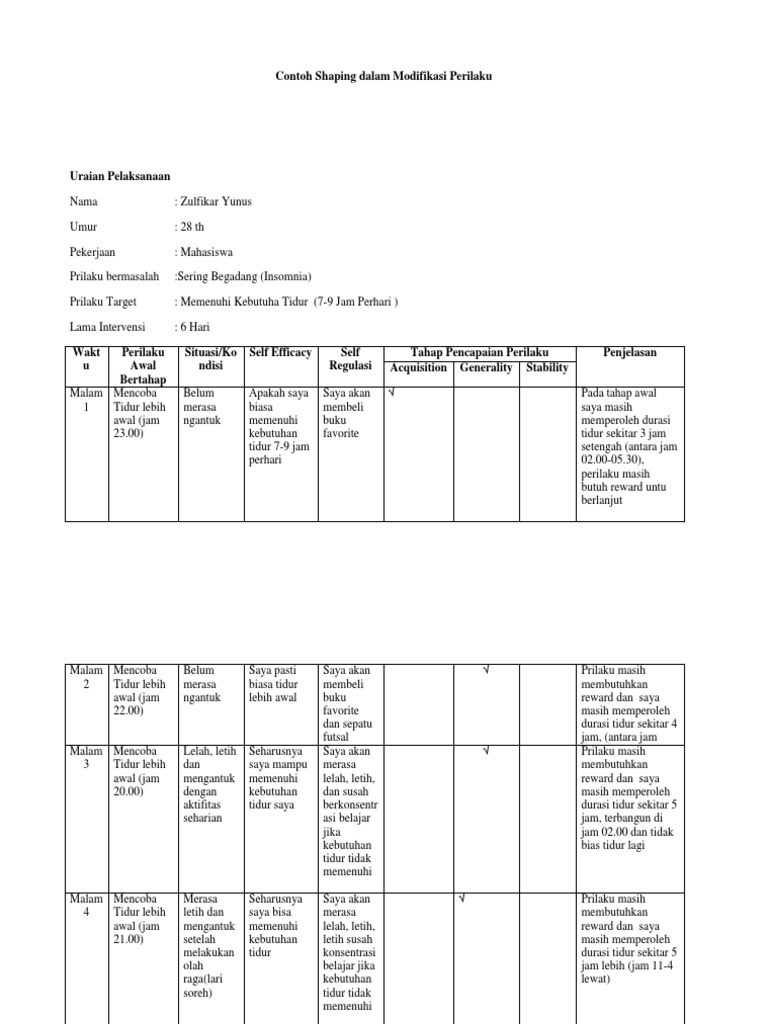 Contoh Shaping Dalam Modifikasi Perilaku (Repaired) | PDF