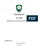 Assignment CE 2208: Sessional On Computer Programming