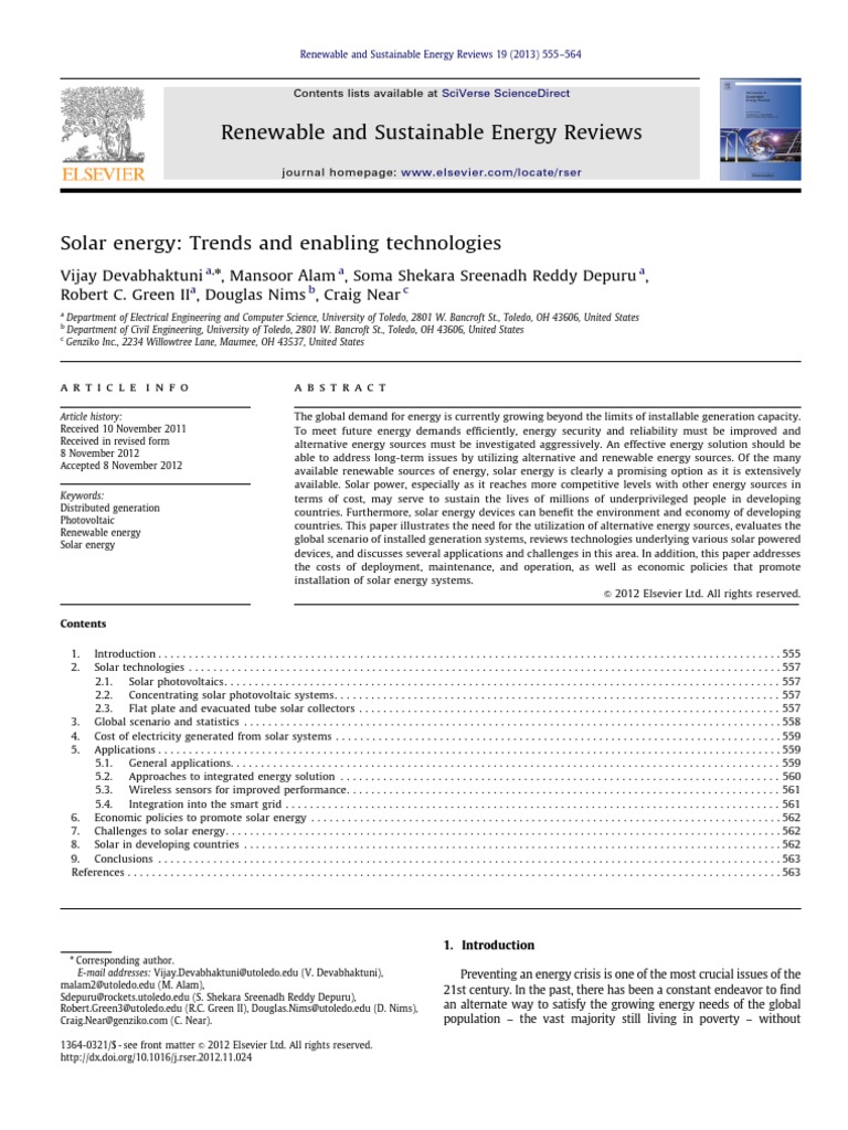 Solar Energy: Trends and Technologies | PDF | Solar Energy | Photovoltaics