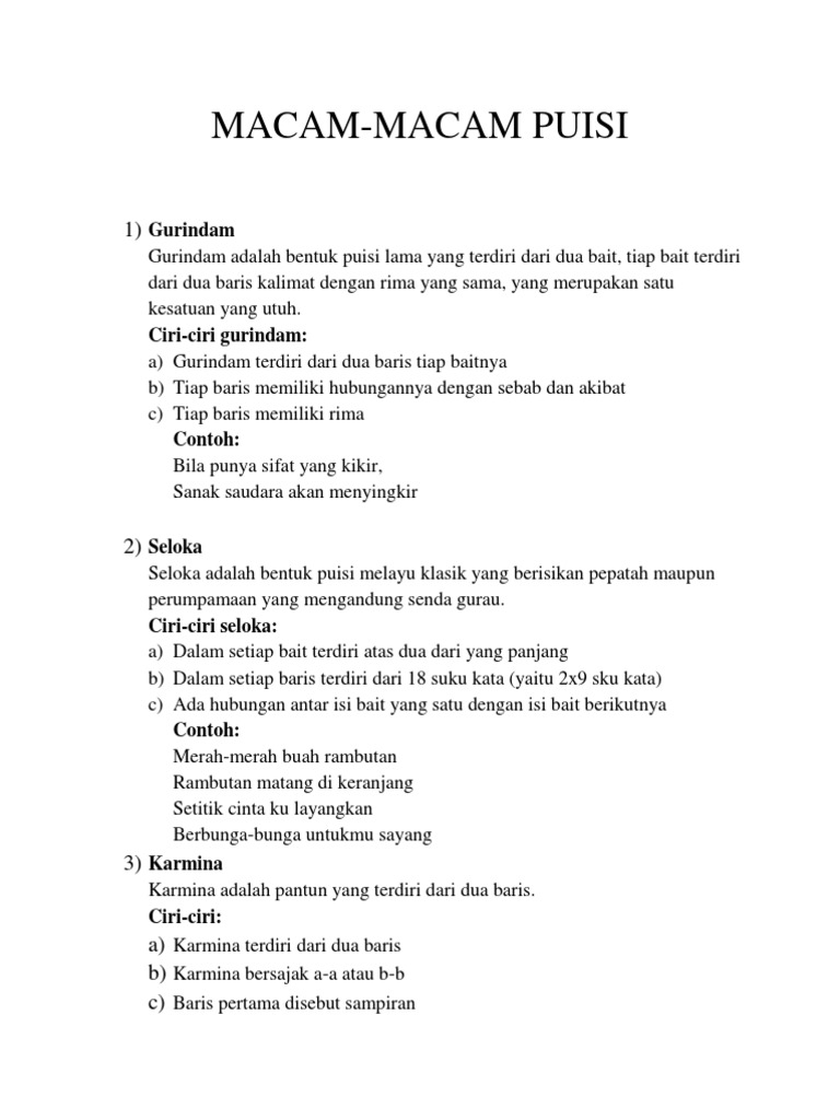 Empat Contoh Gurindam hmmm t Guys Ciri and Dan