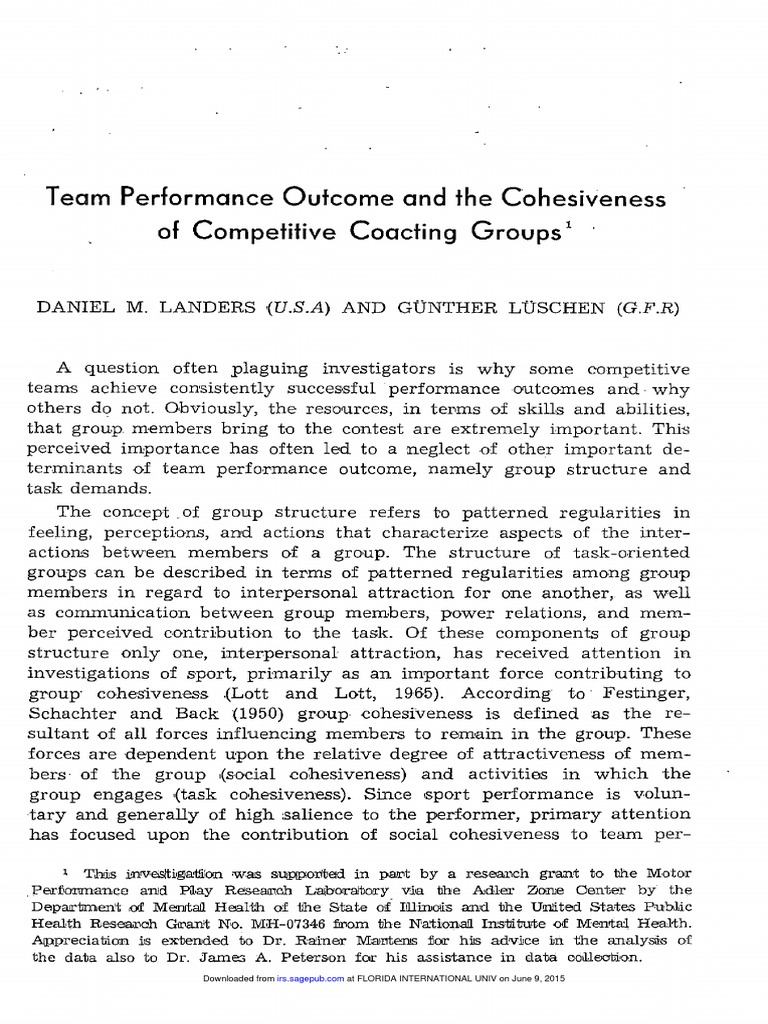 Group Cohesiveness and Performance Risks | PDF | Analysis Of Variance ...