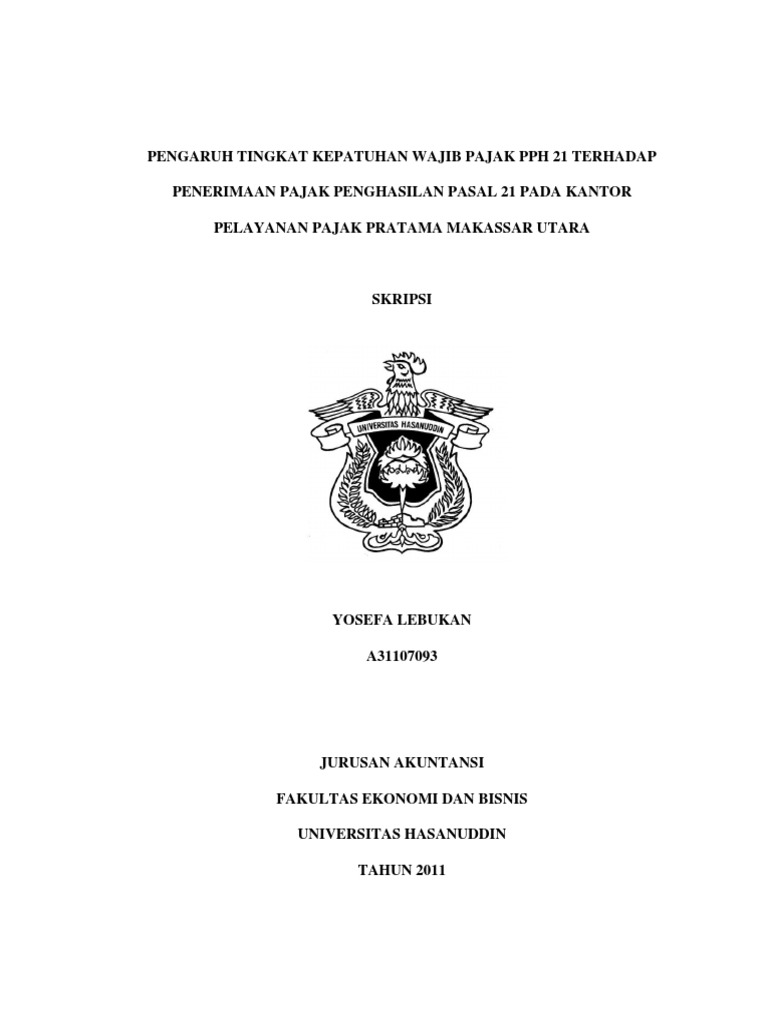 Pengaruh Tingkat Kepatuhan Wajib Pajak Pph 21 Terhadap 