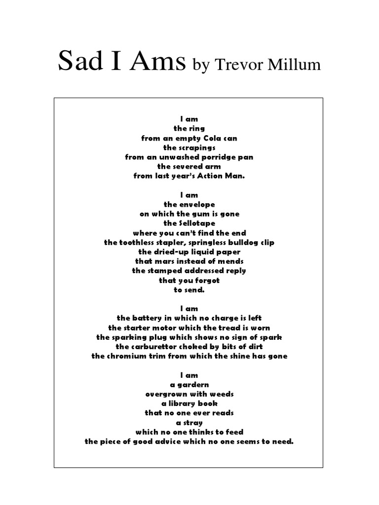 Sad I Ams By Trevor Millum Pdf Nature