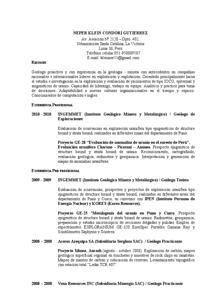 Curriculum vitae arequipa image