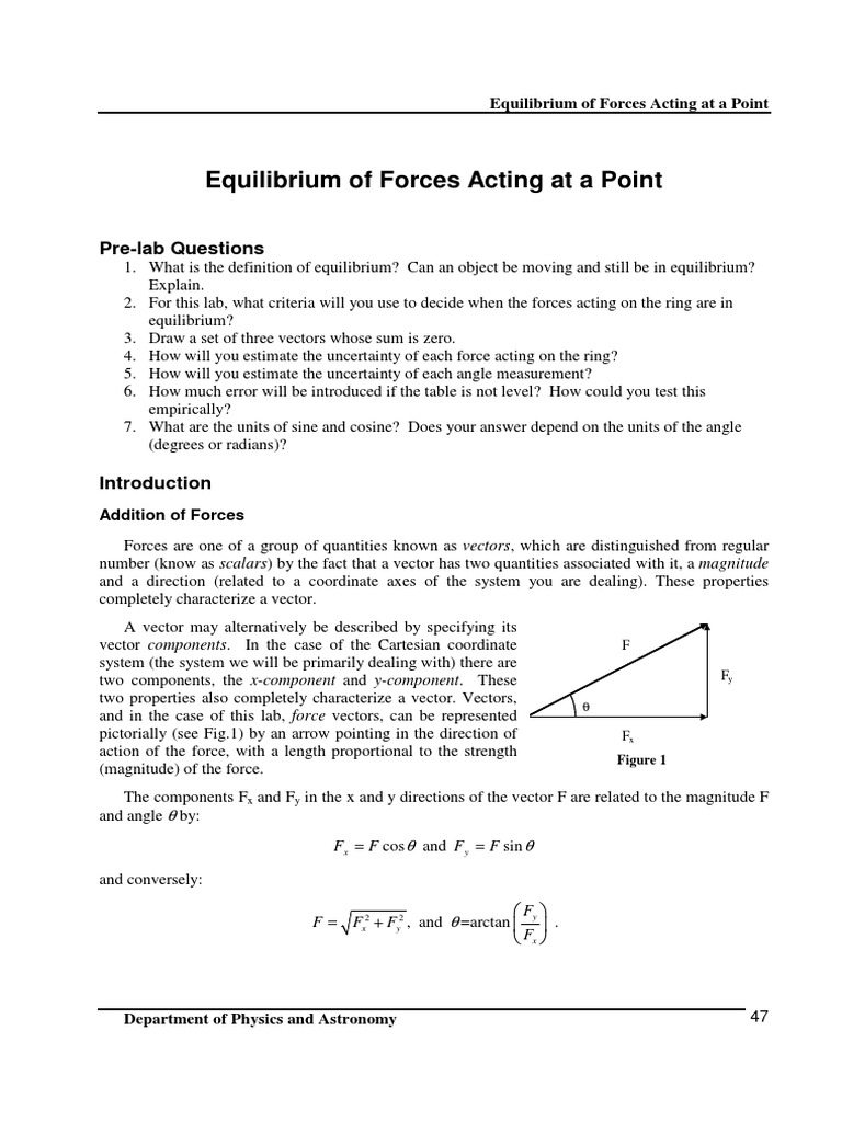 Equilibrium of Forces in Physics Lab | PDF | Euclidean Vector | Force