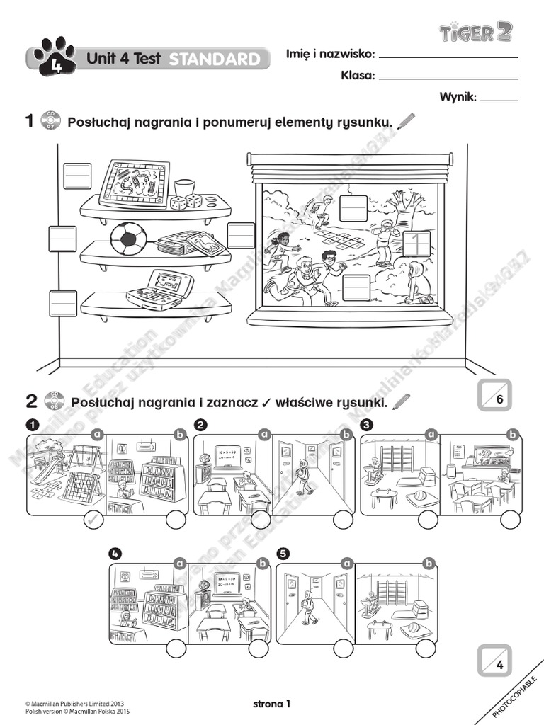 Tiger 2 Unit 4 Test Standard