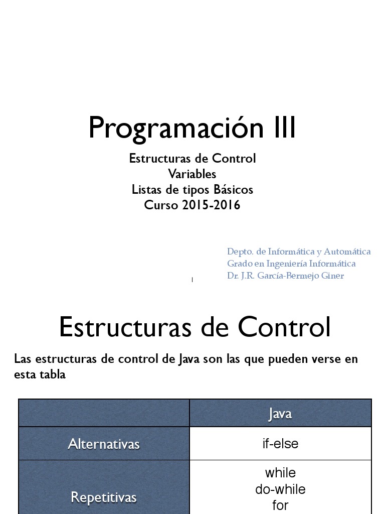 Estructuras de Control en Java | PDF | Puntero (Programación de ...