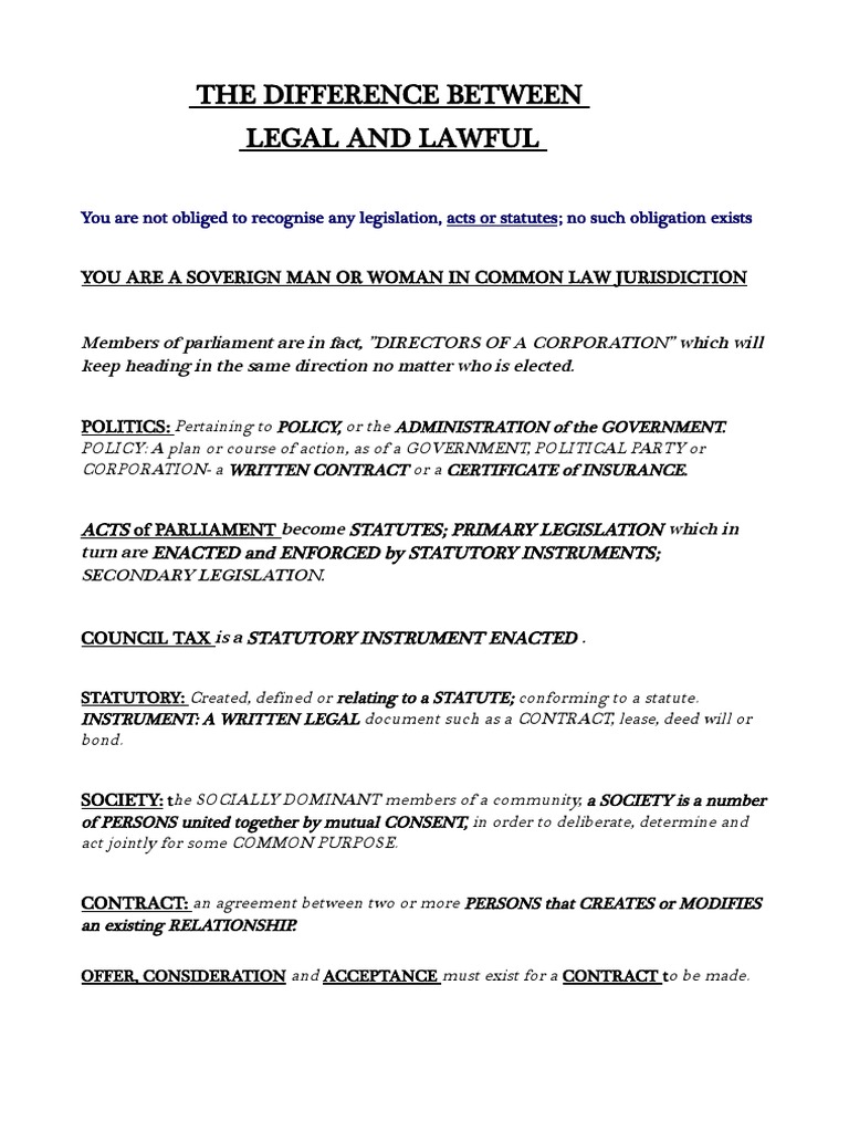Legal vs. Lawful: Key Differences Explained | PDF | Corporations ...