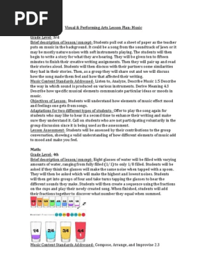 visual   performing arts lesson plan- music