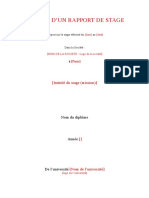 Modèle D'Un Rapport de Stage: (Intitulé Du Stage (Mission) )