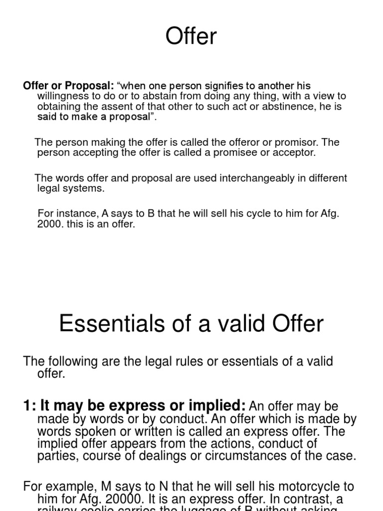 what is a valid offer in contract law