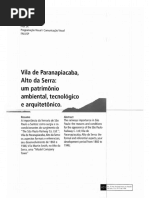 Vila de Paranapiacaba Alto Da Serra Um Patrimônio Ambiental, Tecnológico e Arquitetônico