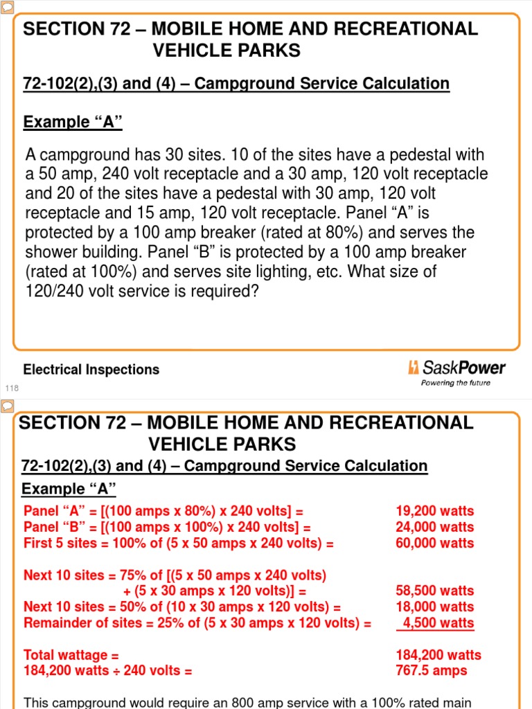 Section 72 - Mobile Home and Recreational Vehicle Parks | PDF | Volt ...