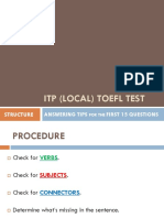 Itp (Local) Toefl Test: Answering Tips First 15 Questions Structure