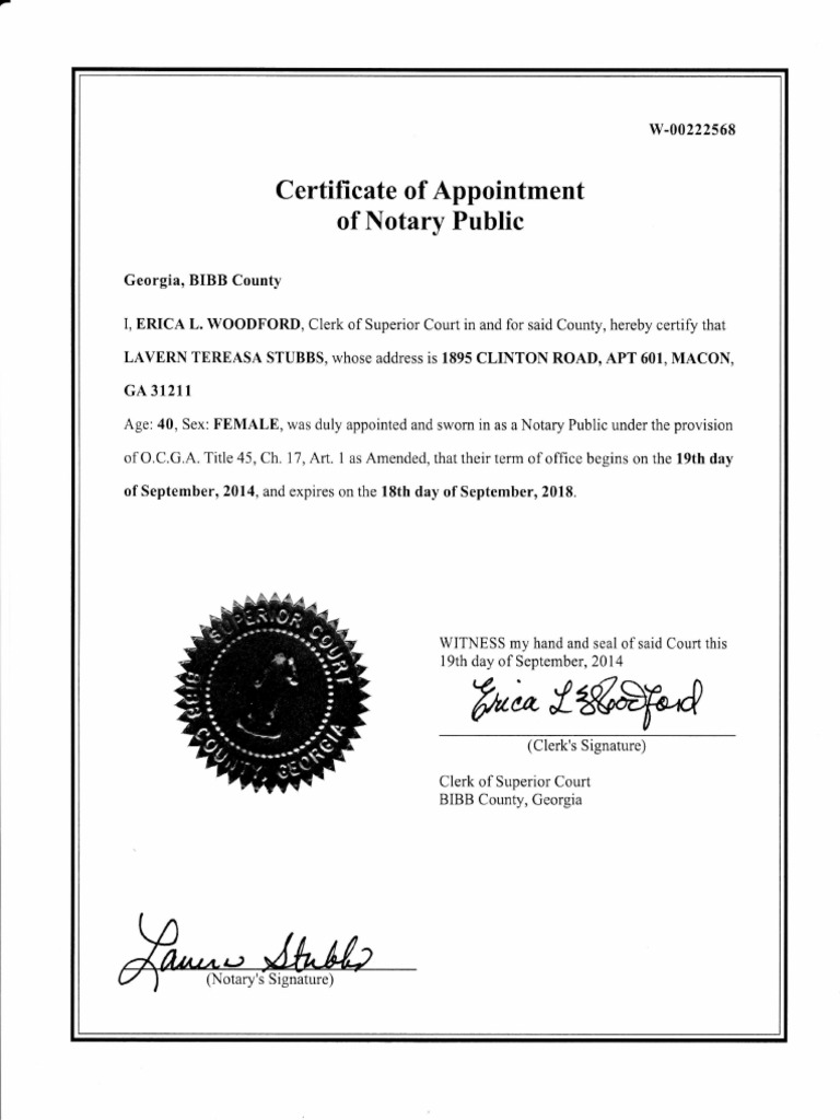 Notary Public Certificate PDF