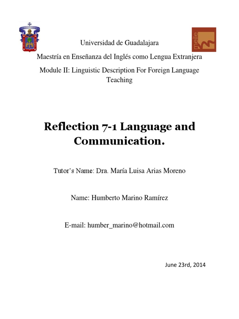 Reflection 7-1 Communicative Competence | PDF | Applied Linguistics ...