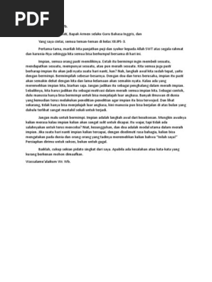 Tugas Bahasa Inggris Pidato Singkat About Dream