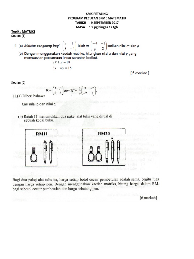 Matriks Program Pecutan Spm