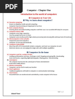 Introduction To The World of Computers: Computer - Chapter One