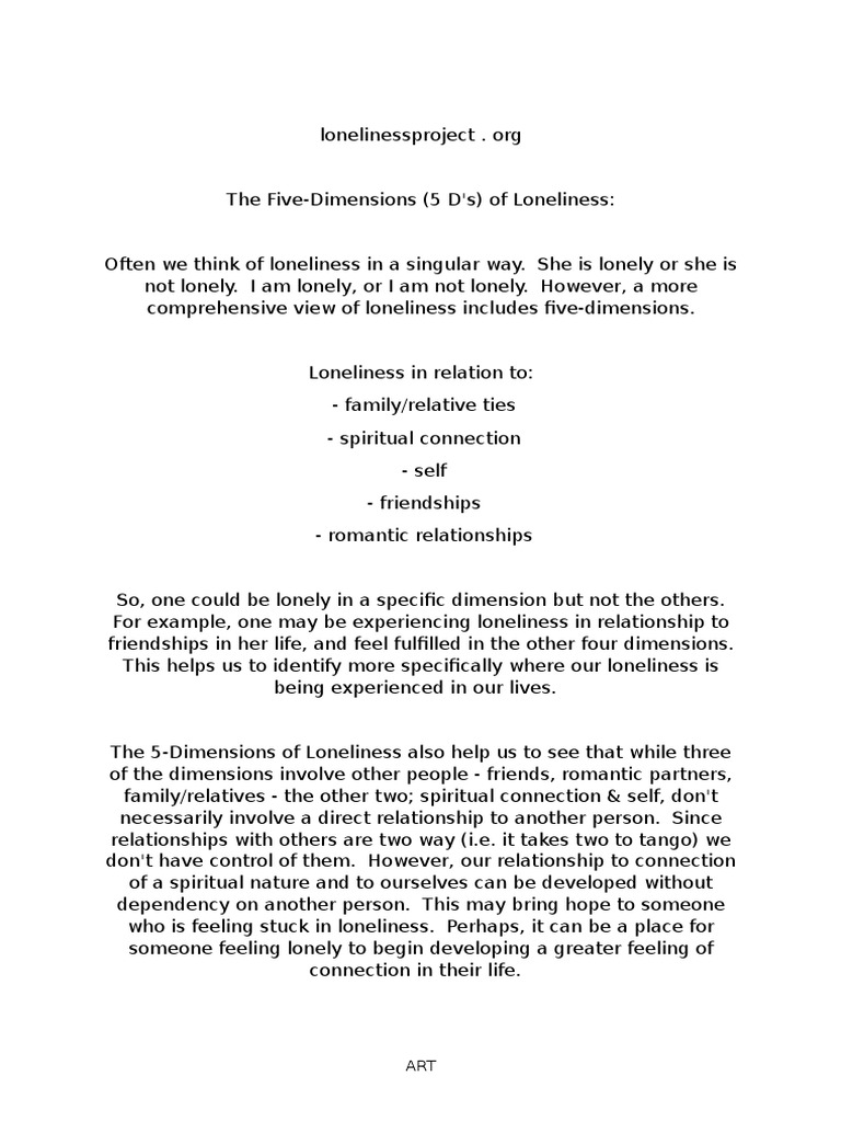 Understanding the 5 Dimensions of Loneliness | PDF | Loneliness ...
