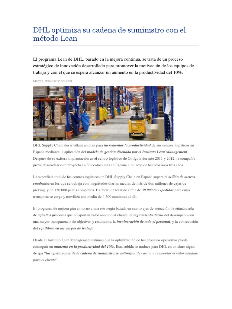 DHL Optimiza Su Cadena de Suministro Con El Método Lean | PDF ...