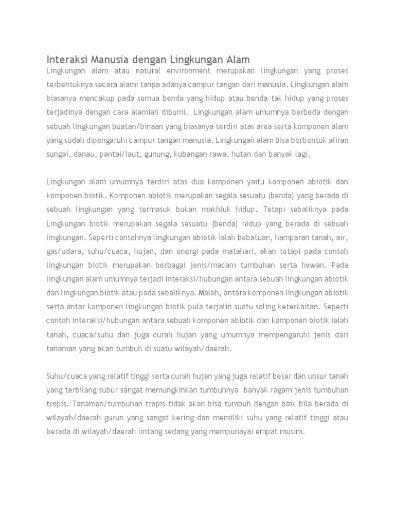 3.1 Interaksi Manusia Alam Sekitar