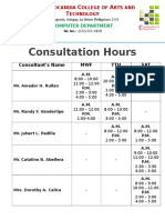 Consultation Hours: T C S P H
