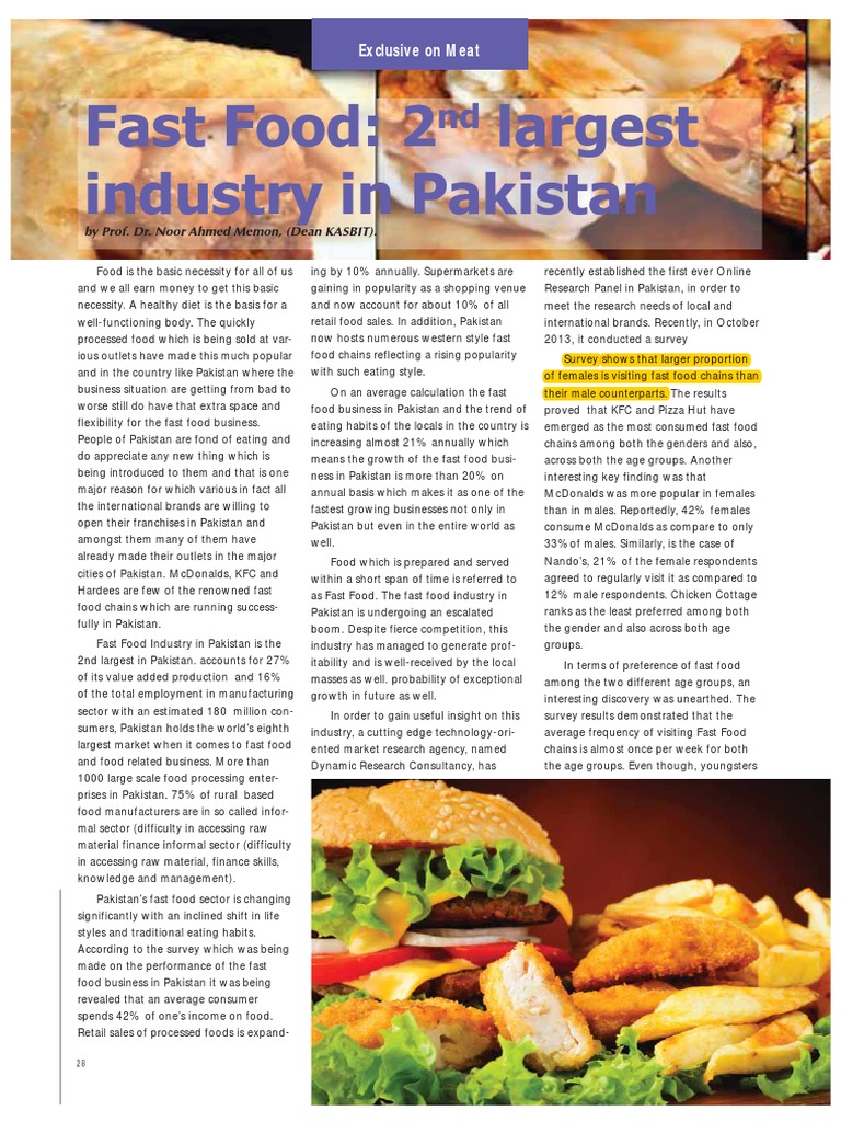 Fast Food Growth in Pakistan | PDF | Fast Food Restaurants | Mc Donald's