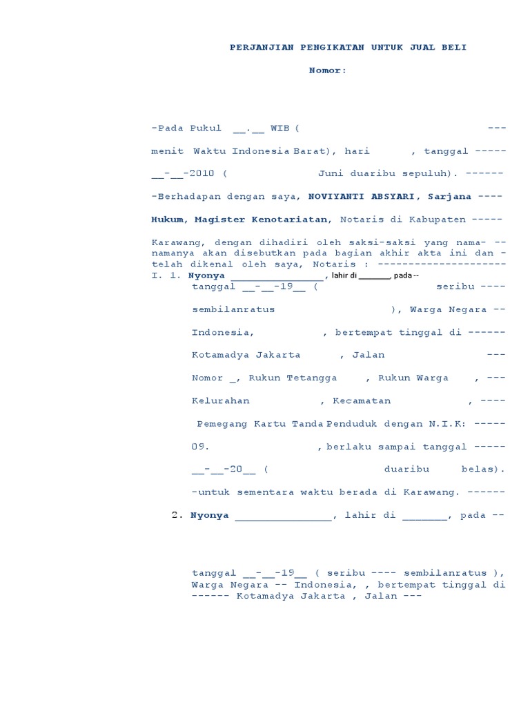 Contoh PPJB Jual Beli Tanah Bertahap | PDF