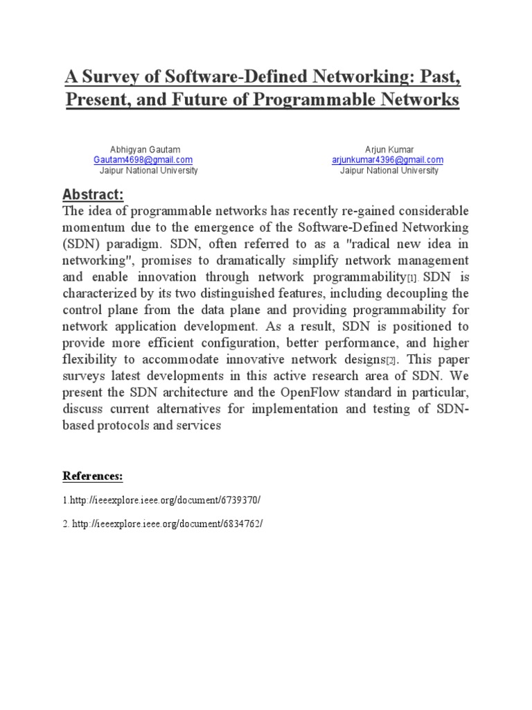 Evolution of Software-Defined Networking | PDF