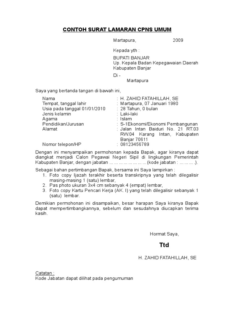 Format Surat Lamaran Cpns Kemenristek Dikti - Contoh ...
