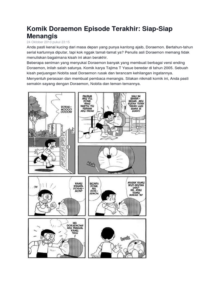 Komik Doraemon Episode Terakhir Komik Doraemon Episode Terakhir