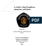 Make An Article Using Paraphrase, Summarize, and Quote: Disusun Oleh: Devinda Tri Rahmawati (155061101111020) Class B